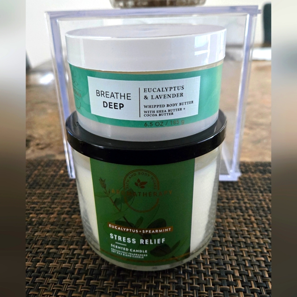 Eucalyptus STRESS RELIEF Candle + BREATHE DEEP Bath & Body Works